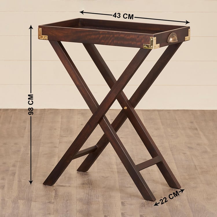 Delta Mango Wood Foldable End Table - Brown