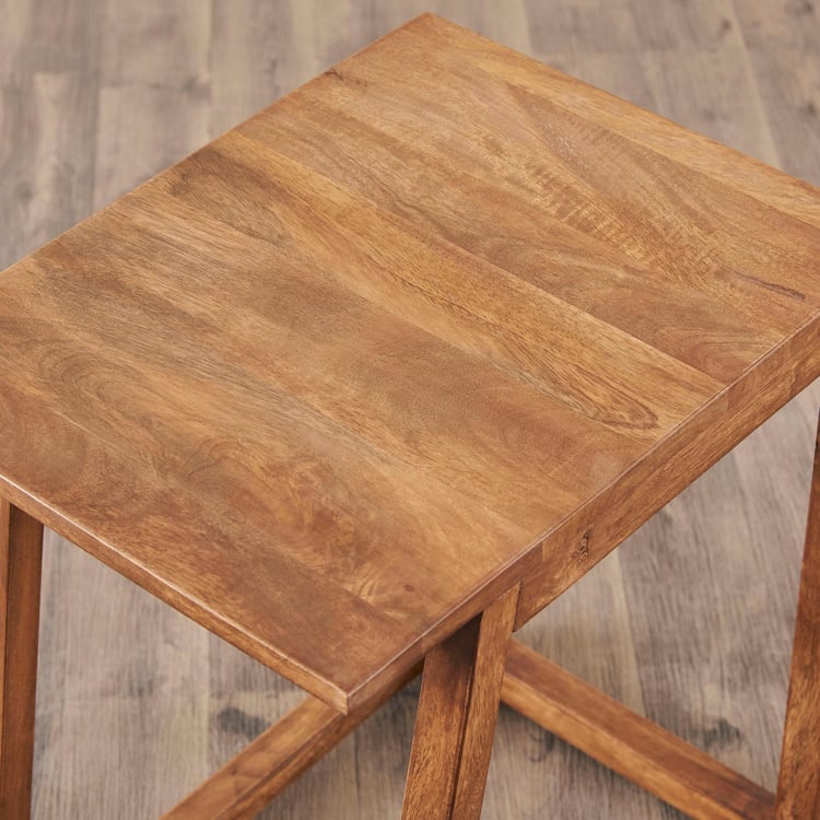 Amber Mango Wood Nest of 2 Tables - Brown