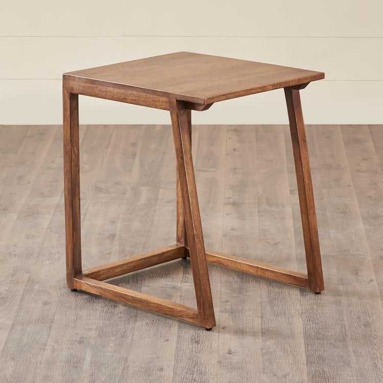 Amber Mango Wood Nest of 2 Tables - Brown