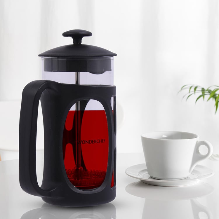 WONDERCHEF French Press Black Glass Coffee Maker - 11 x 8.5 x 18 cm- 350 ml