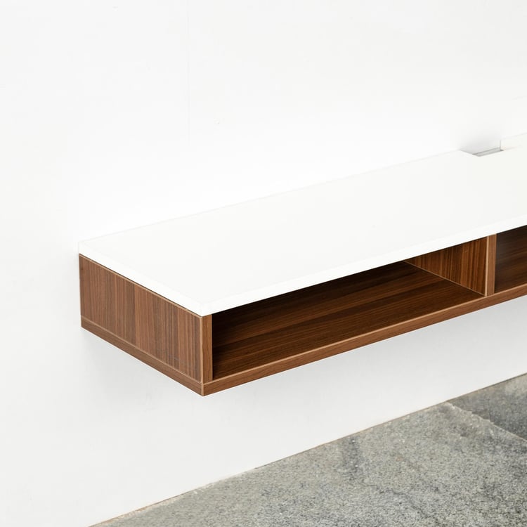 Helios Zeta Floating TV Console Unit with Side Shelf - White