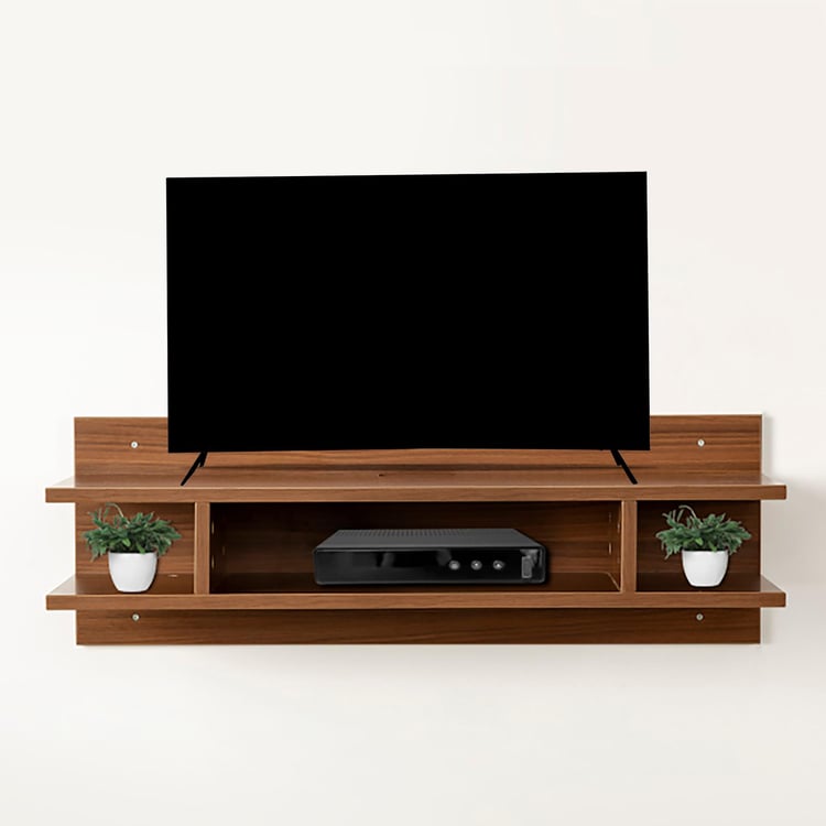 Helios Liam Floating Shelf TV Console Unit - Brown