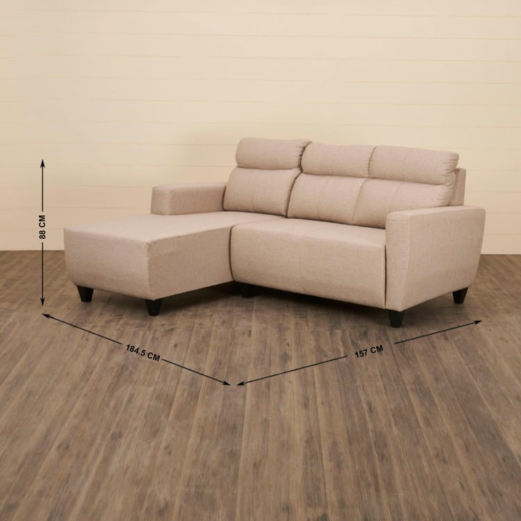 Helios Emily Fabric 2-Seater Left Corner Sofa with Chaise - Beige