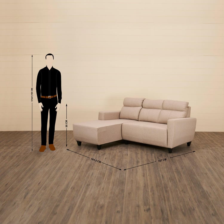 Helios Emily Fabric 2-Seater Left Corner Sofa with Chaise - Beige