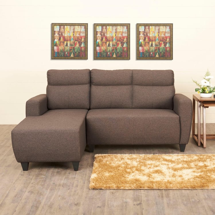 Emily Fabric 2-Seater Left Corner Sofa with Chaise - Brown