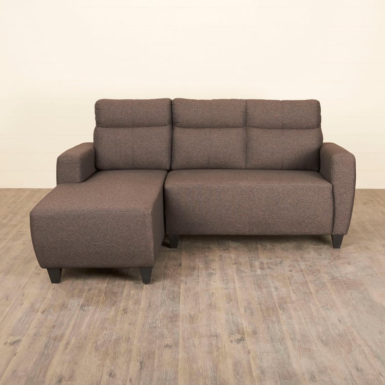 Emily Fabric 2-Seater Left Corner Sofa with Chaise - Brown