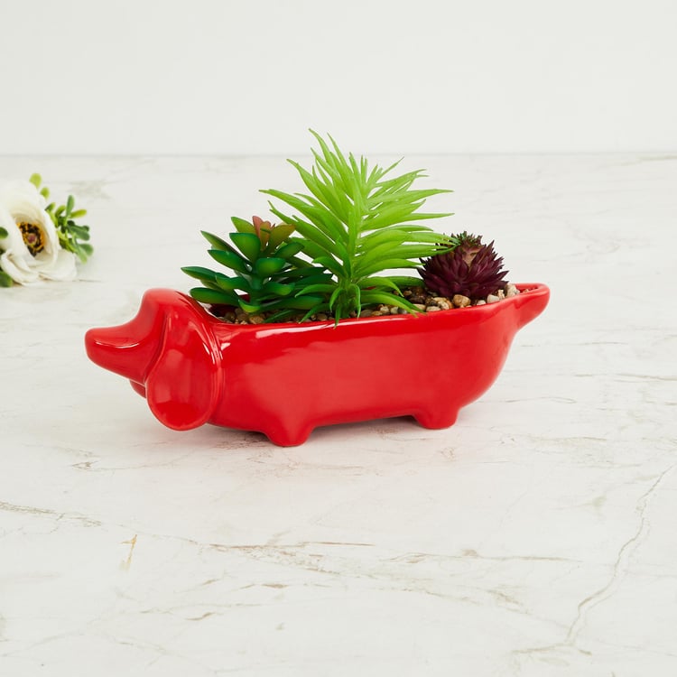 Garnet Elsa Artificial Succulent in Dog Planter