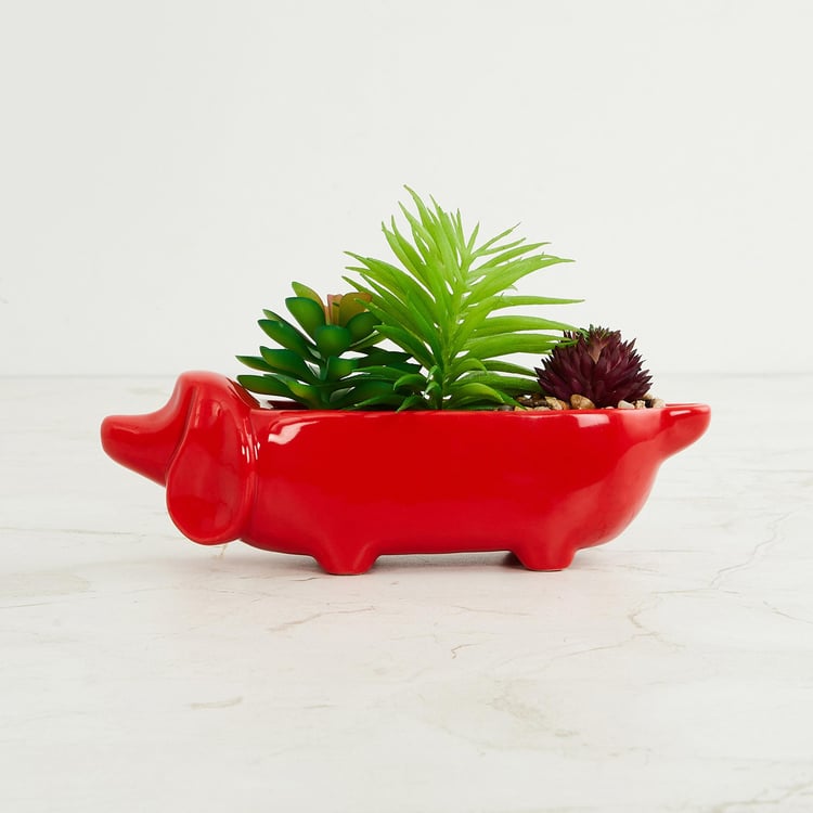 Garnet Elsa Artificial Succulent in Dog Planter