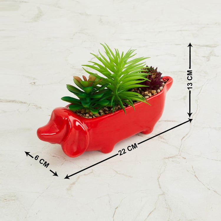 Garnet Elsa Artificial Succulent in Dog Planter