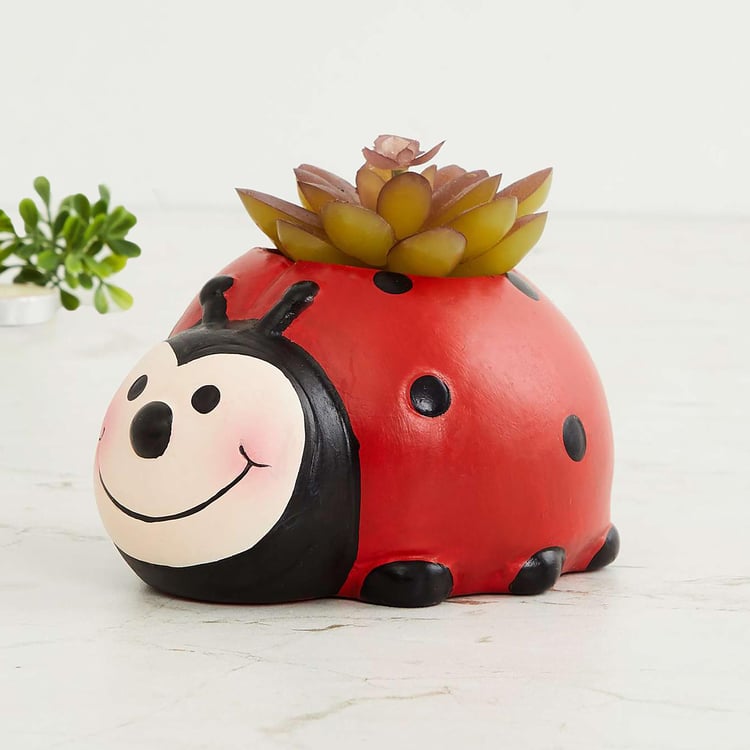 Garnet Elsa Artificial Succulent in Ladybug Planter