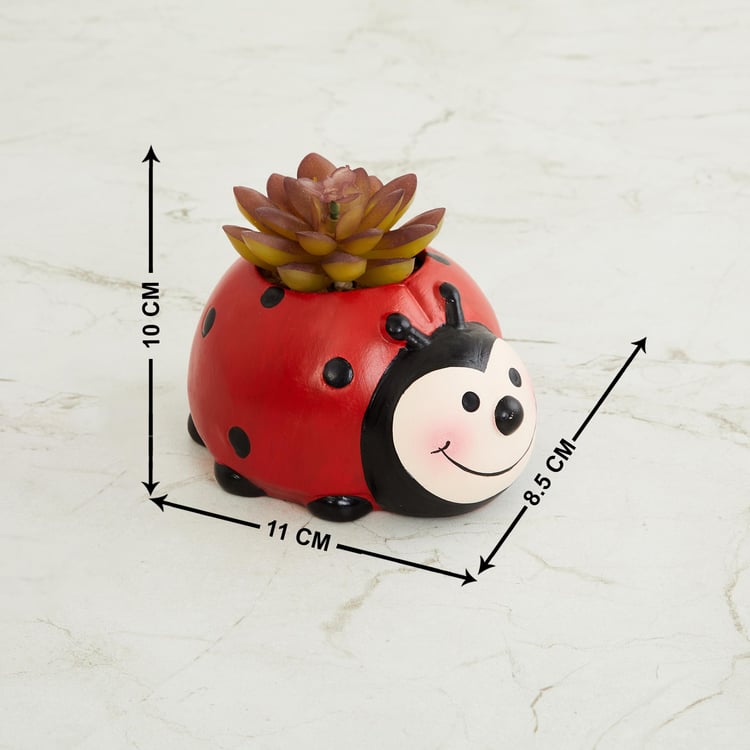 Garnet Elsa Artificial Succulent in Ladybug Planter