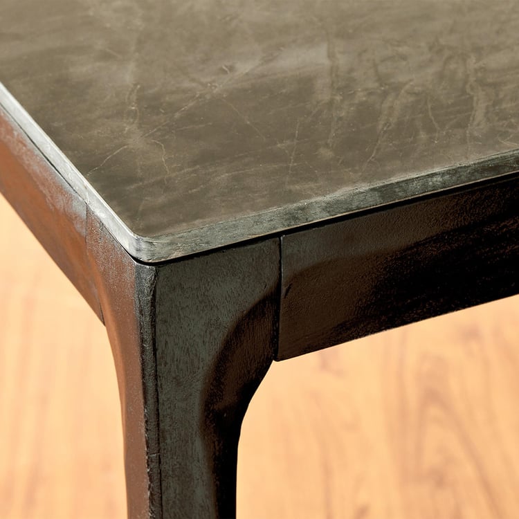 Black Is Beautiful Black Marble Top Mango Wood 6 Seater Dining Table