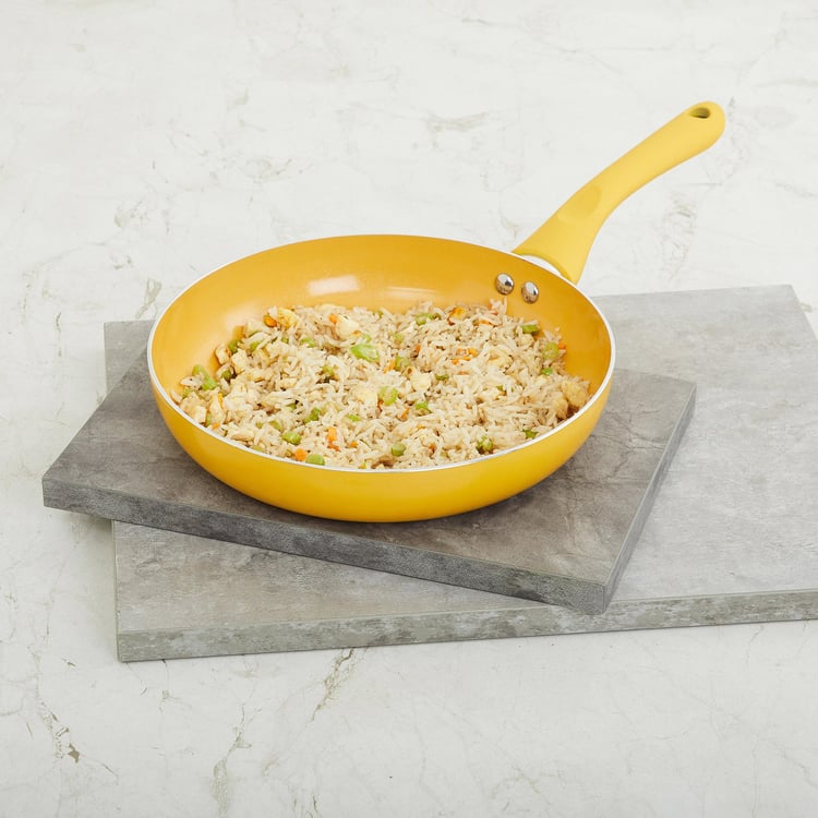 Color Connect Yellow Aluminium Fry Pan- 24 x 42 x 5 cm