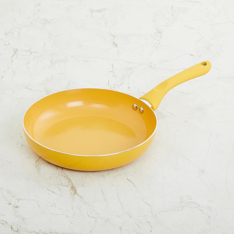 Color Connect Yellow Aluminium Fry Pan- 24 x 42 x 5 cm