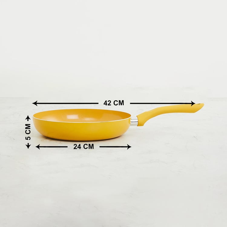 Color Connect Yellow Aluminium Fry Pan- 24 x 42 x 5 cm