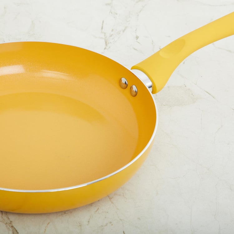 Color Connect Yellow Aluminium Fry Pan- 24 x 42 x 5 cm