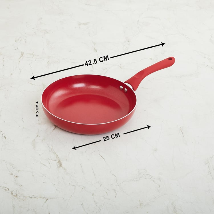 Color Connect Red Solid Aluminium Frying Pan- 25 x 42.5 x 3 cm