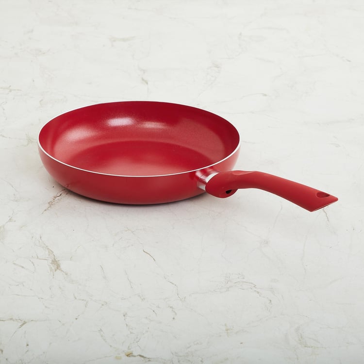 Color Connect Red Solid Aluminium Frying Pan- 25 x 42.5 x 3 cm