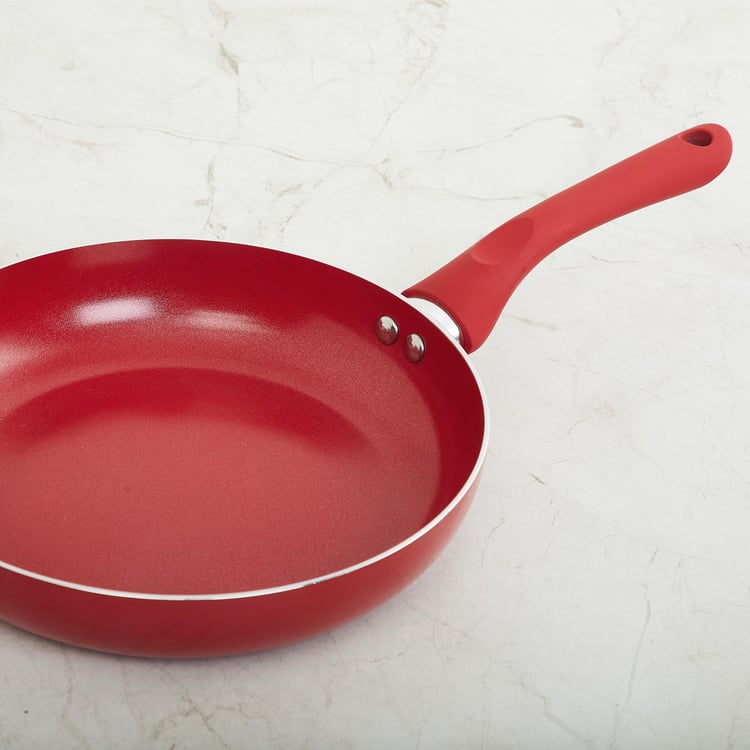 Color Connect Red Solid Aluminium Frying Pan- 25 x 42.5 x 3 cm