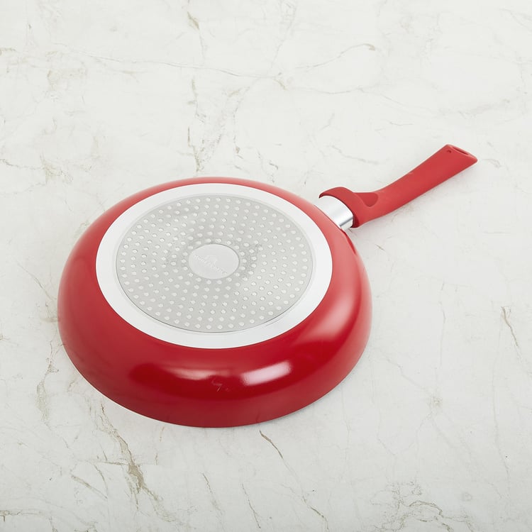 Color Connect Red Solid Aluminium Frying Pan- 25 x 42.5 x 3 cm