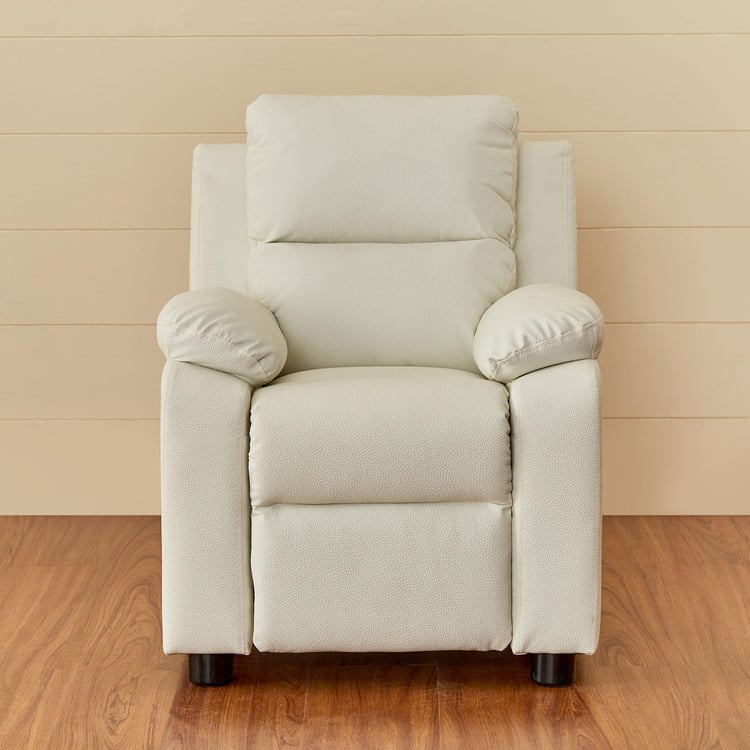 Soweto White Faux Leather 1 Seater Kids Recliner - 63cm