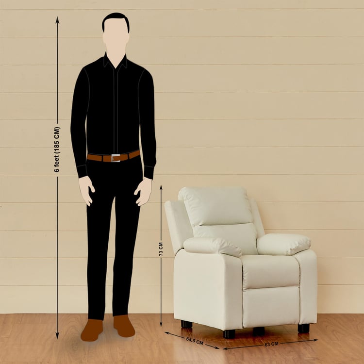 Soweto White Faux Leather 1 Seater Kids Recliner - 63cm