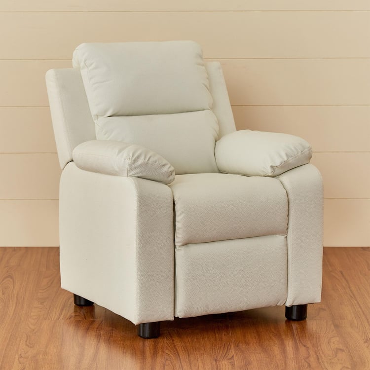 Soweto White Faux Leather 1 Seater Kids Recliner - 63cm