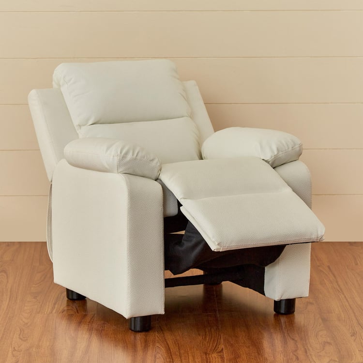 Soweto White Faux Leather 1 Seater Kids Recliner - 63cm
