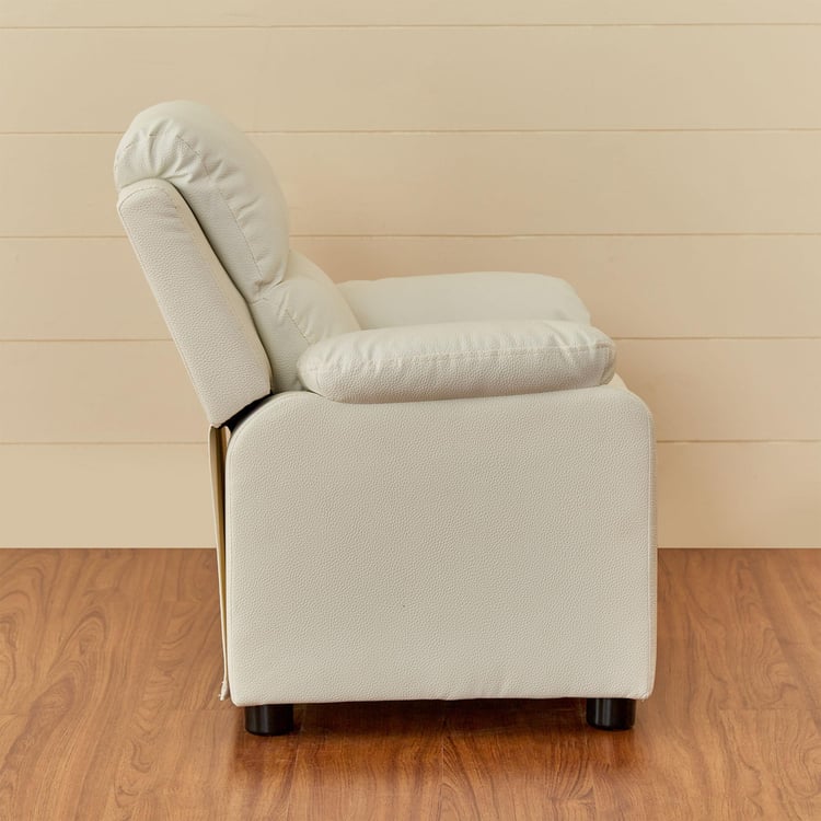 Soweto White Faux Leather 1 Seater Kids Recliner - 63cm