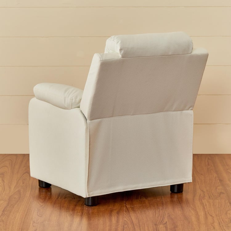 Soweto White Faux Leather 1 Seater Kids Recliner - 63cm