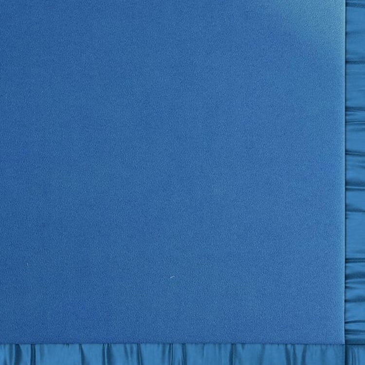 PORTICO Melange Blue Solid Polar Fleece Double Bed Blanket - 220x240cm