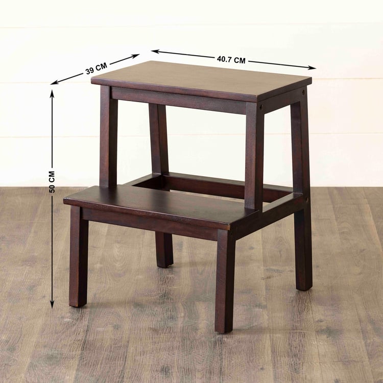 Helios Delta Mango Wood Step Stool - Brown