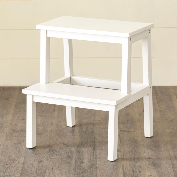 Helios Frost Mango Wood Step Stool - White