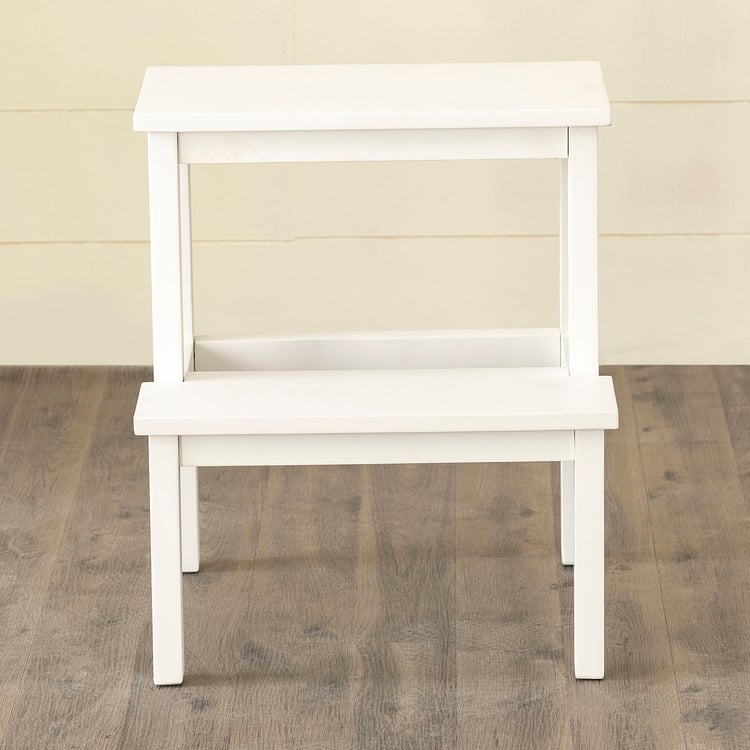 Helios Frost Mango Wood Step Stool - White