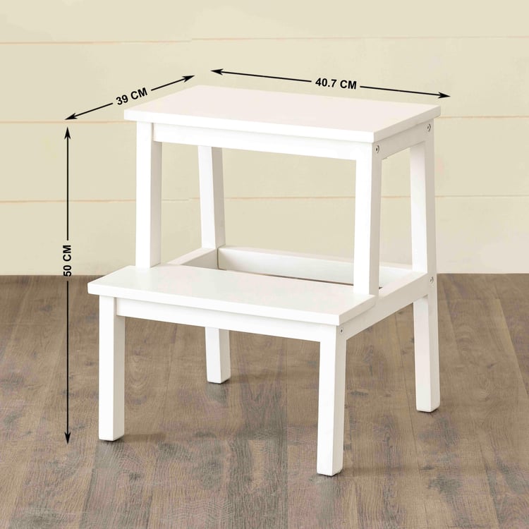 Helios Frost Mango Wood Step Stool - White