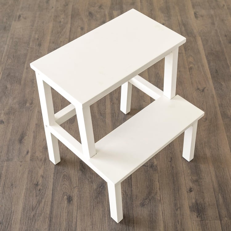 Helios Frost Mango Wood Step Stool - White