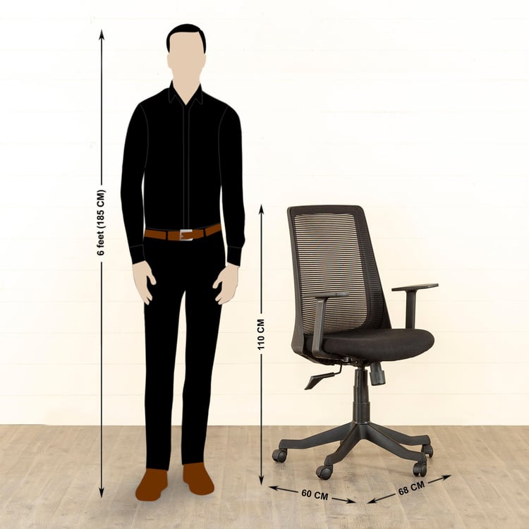 Helios Olivia Mesh Medium Back Office Chair - Black