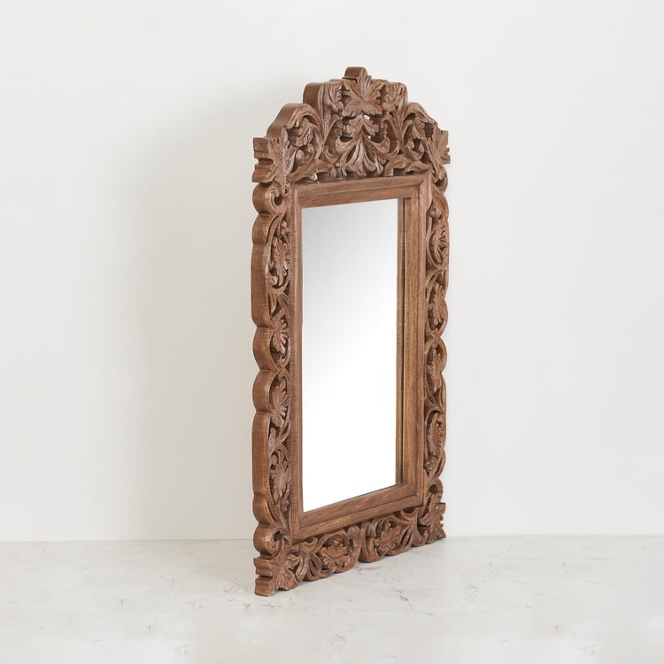 Corsica - Brown Textured Wooden Rectangle Wall Mirror