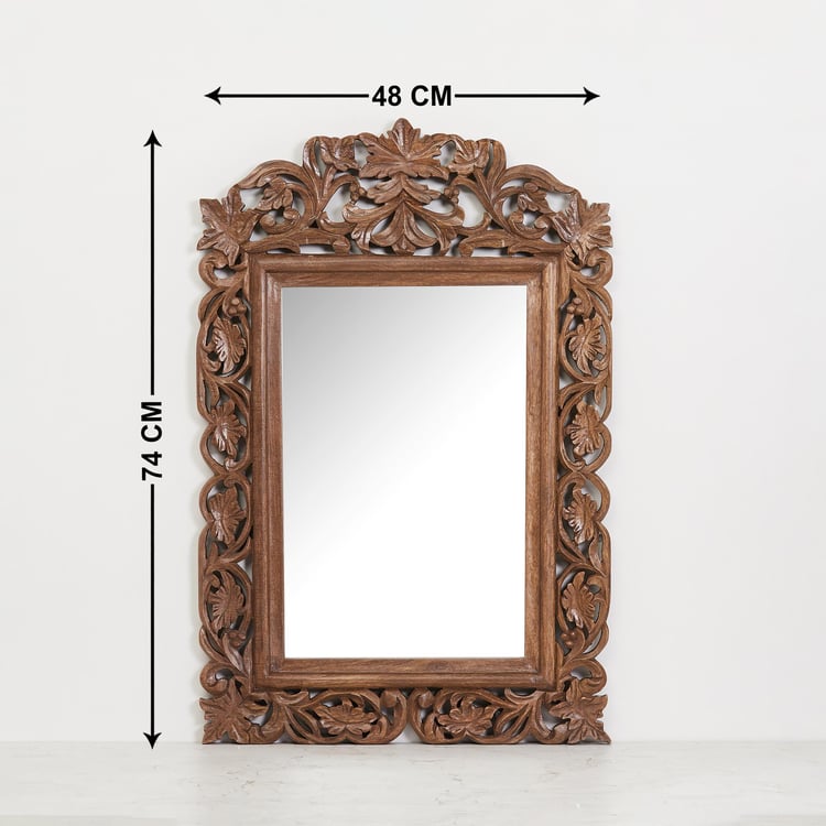 Corsica - Brown Textured Wooden Rectangle Wall Mirror
