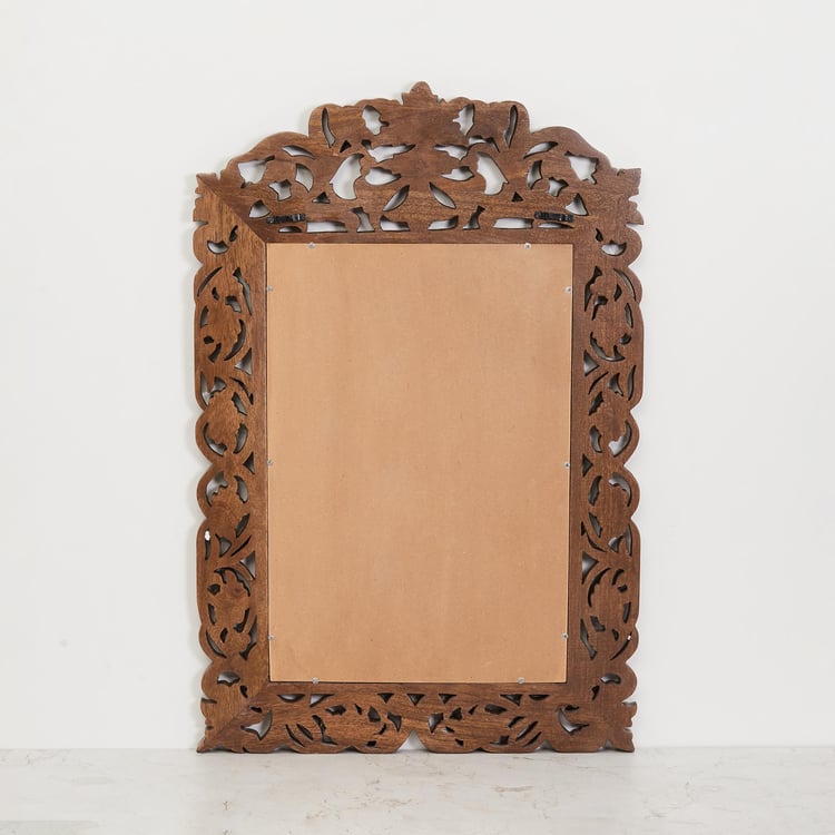 Corsica - Brown Textured Wooden Rectangle Wall Mirror