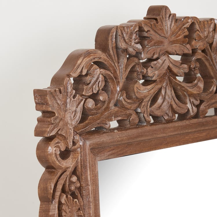 Corsica - Brown Textured Wooden Rectangle Wall Mirror