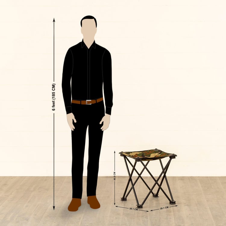 Helios Camouflage Foldable Camping Stool With Carrying Bag - Medium