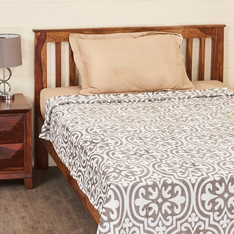 Spinel Grey Printed Soft Lightweight Single Blanket