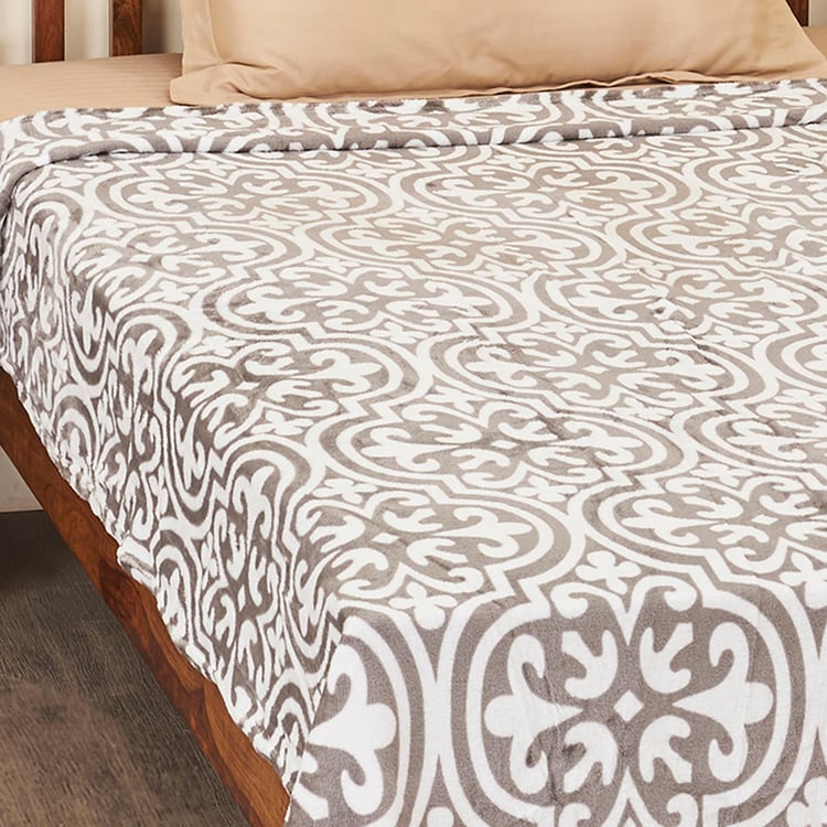 Spinel Grey Printed Soft Lightweight Single Blanket