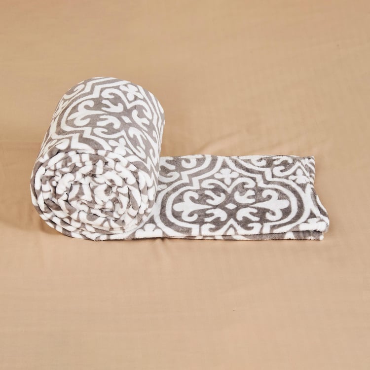 Spinel Grey Printed Soft Lightweight Single Blanket