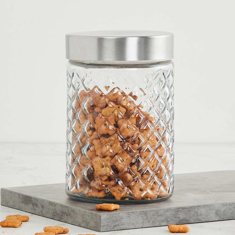 Corsica Essentials Metal Lid Glass Storage Jar - 1.3L