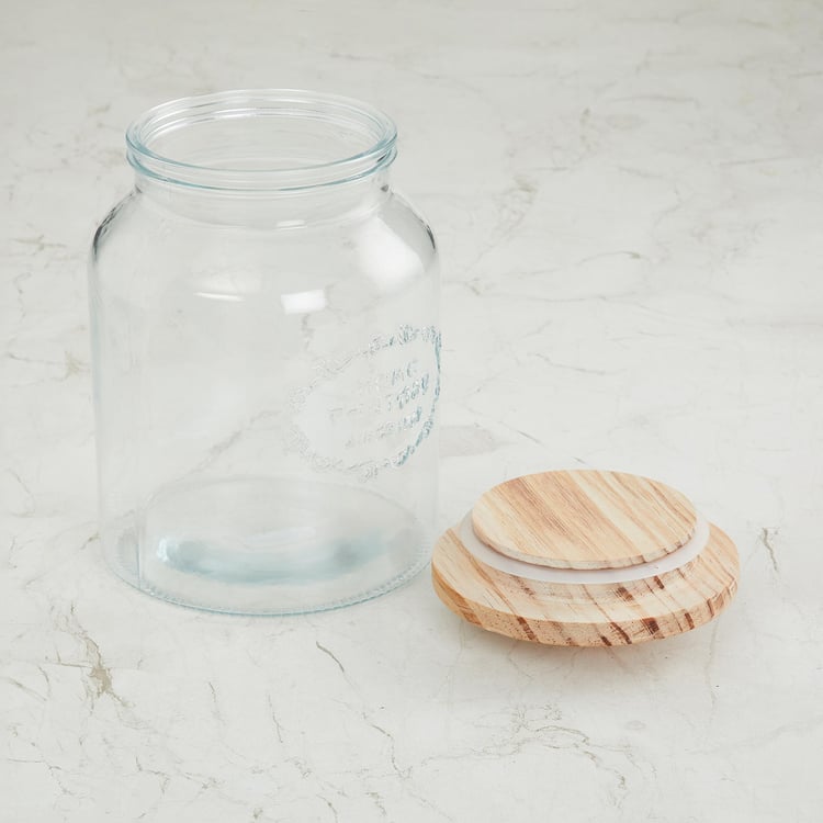 Corsica Essentials Wooden Lid Glass Storage Jar - 3L