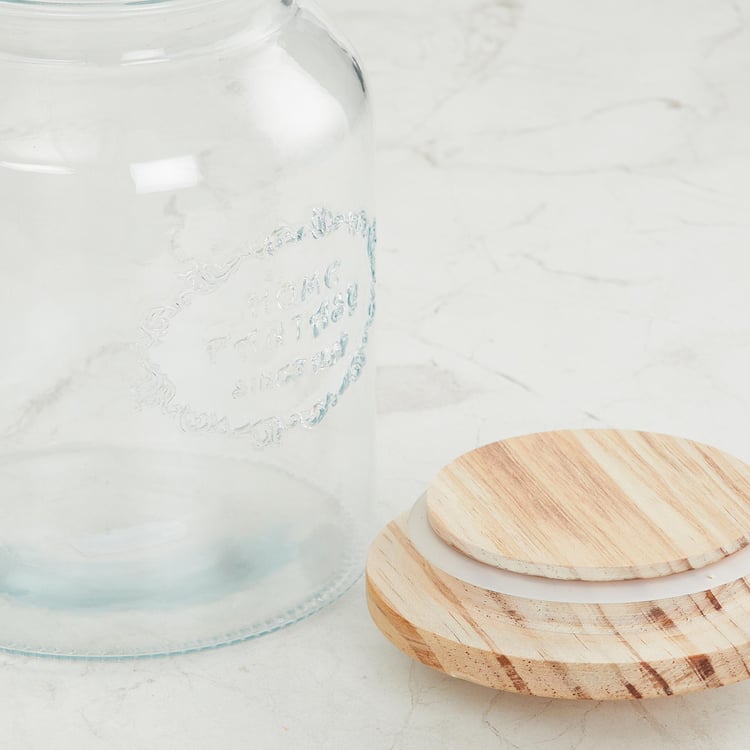 Corsica Essentials Wooden Lid Glass Storage Jar - 3L