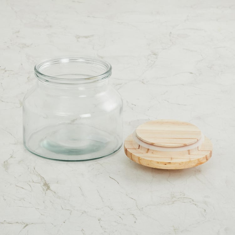 Corsica Essentials Wooden Lid Glass Storage Jar - 1.5L