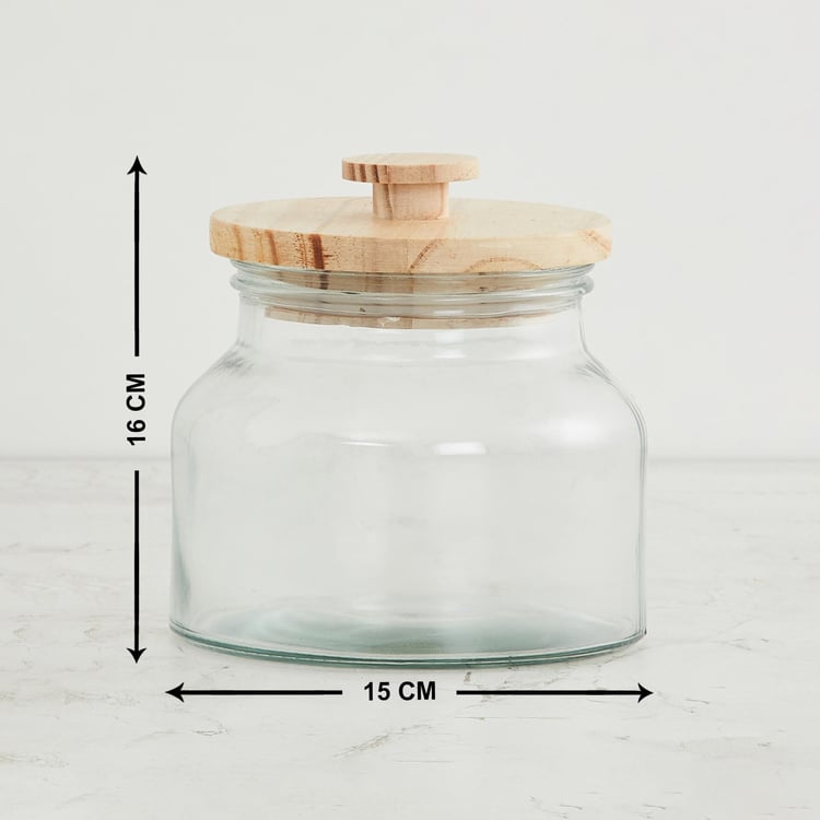 Corsica Essentials Wooden Lid Glass Storage Jar - 1.5L